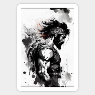 Greek Spartan Ink Painting Sticker